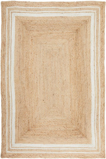 Aanya Natural & White Two-Tone Hand Braided Jute Rug